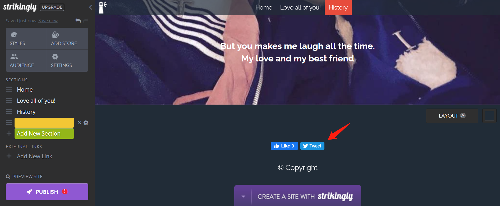 用Strikingly在頁腳添社群媒體圖示 用Strikingly在頁腳添社群媒體圖示
